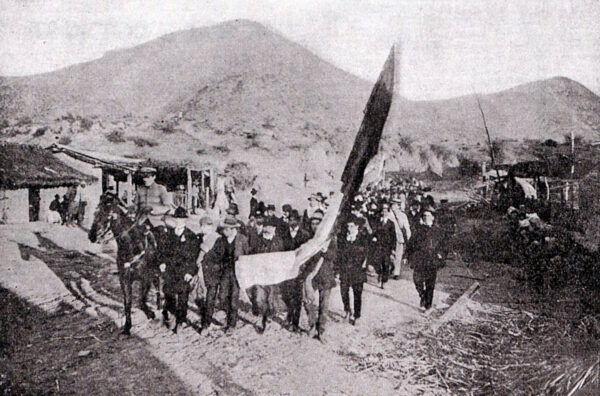Marcha hacia el Puente Los Morros. fundación de la Asociación de Boy Scout de Chile - 1909